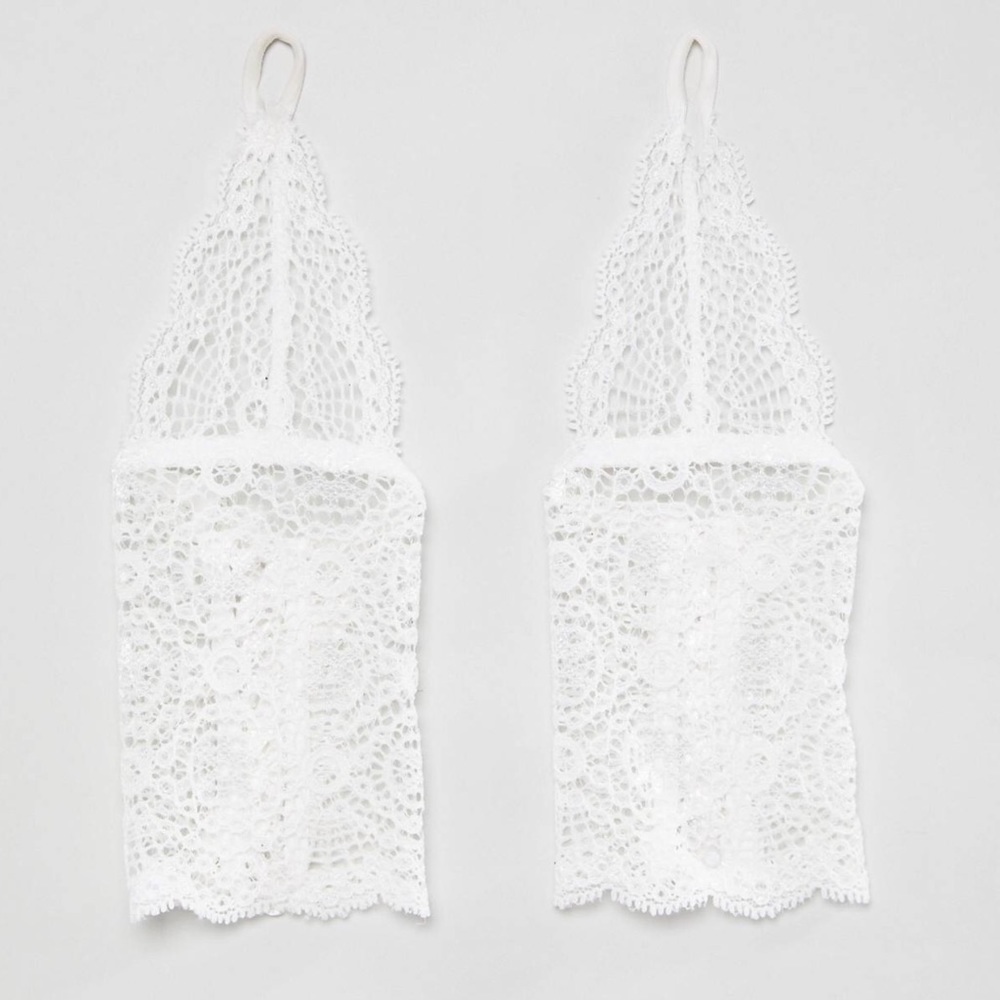 White lace bridal cuff